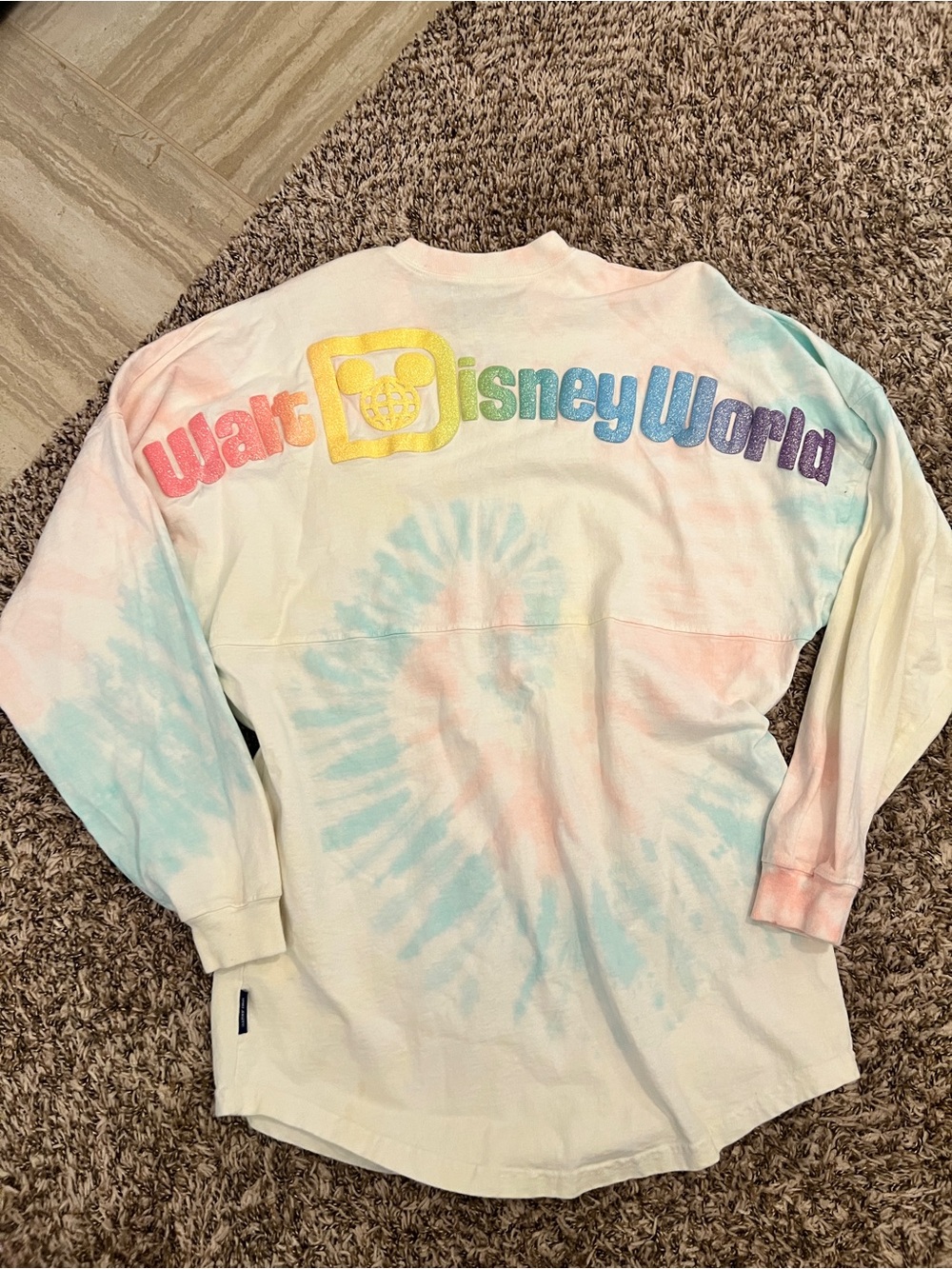 Disney Pastel Tie-Dye Long Sleeve Tee with Rainbow Logo